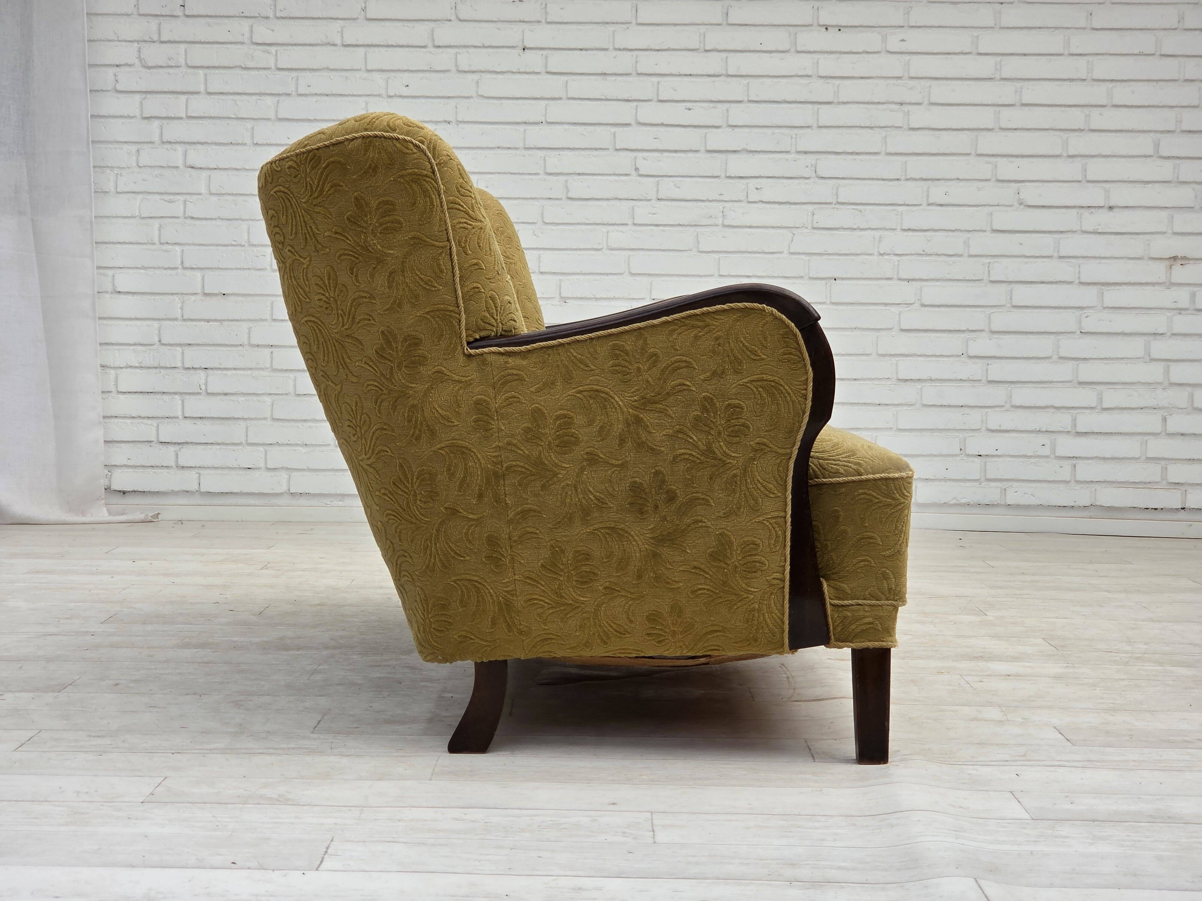 1960s, Danish 3-seater sofa, original condition, wool/cotton fabric.
