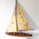Borda wooden pond sailboat "Le Chat", navigable antique toy.