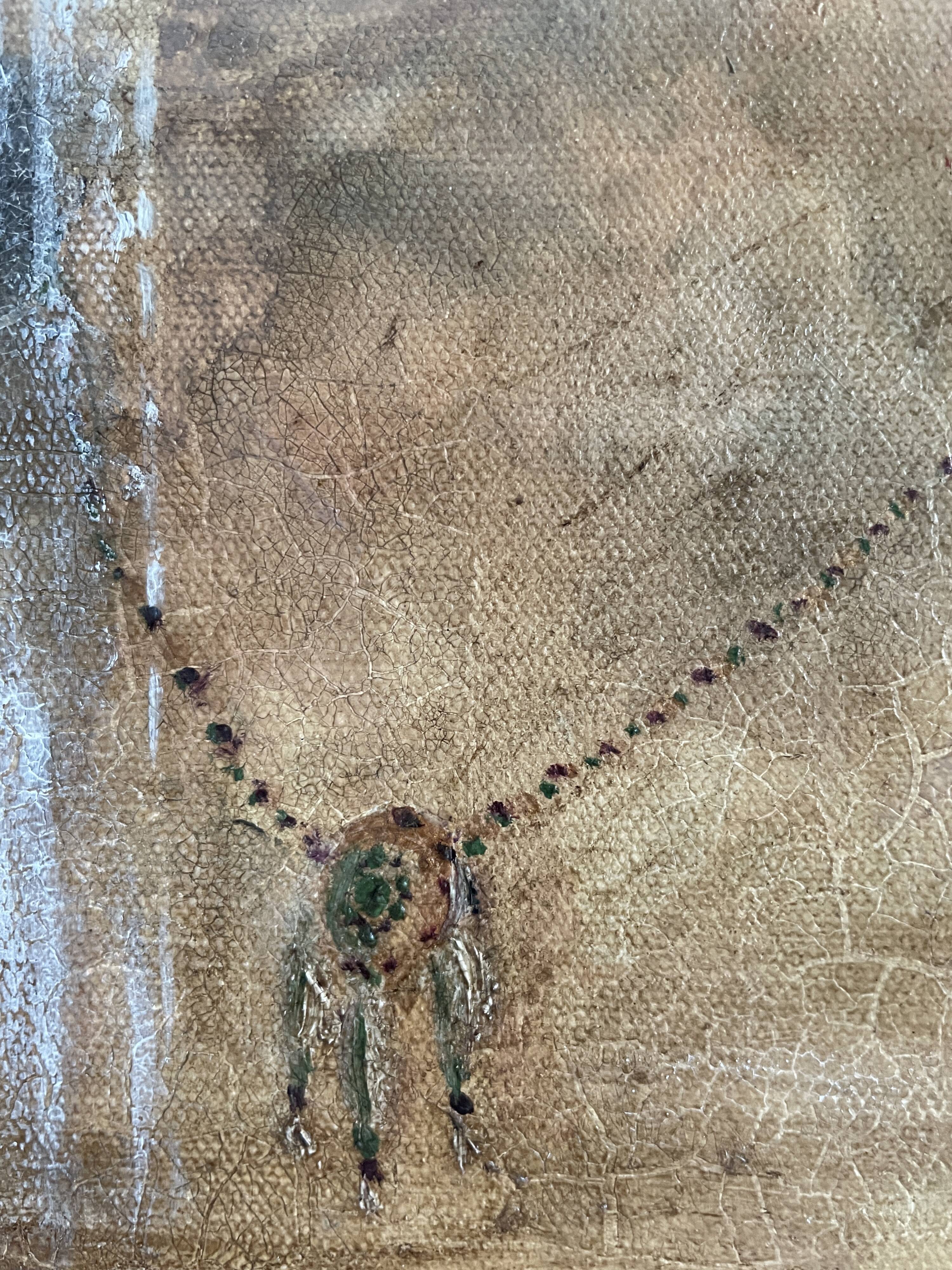 Huile sur toile portrait femme bijoux