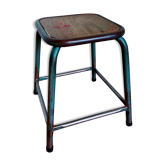 Tabouret d'école en métal et bois style industriel