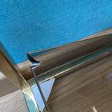 End of sofa 3 trays in smoked glass and brass-frame 70 year