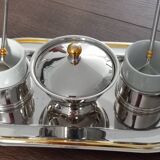 Vintage duo silver metal lunch set 2 cups