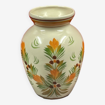 Vase en faïence de Quimper décor fleuri 19 cm