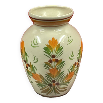 Quimper earthenware vase with floral decoration 19 cm