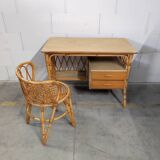Rattan desk and chair