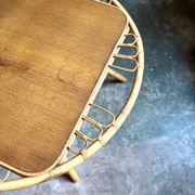 Wood and rattan coffee table, 1960s ⌀ 85 cm