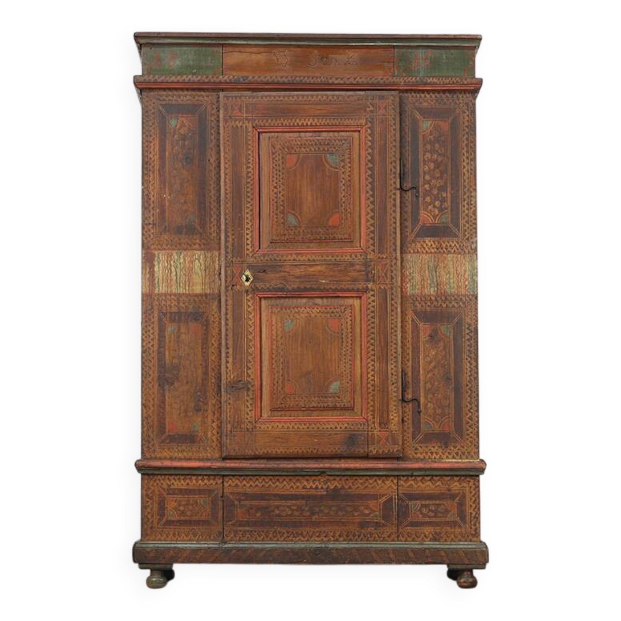 Cabinet de mariée peint d'art populaire 1816