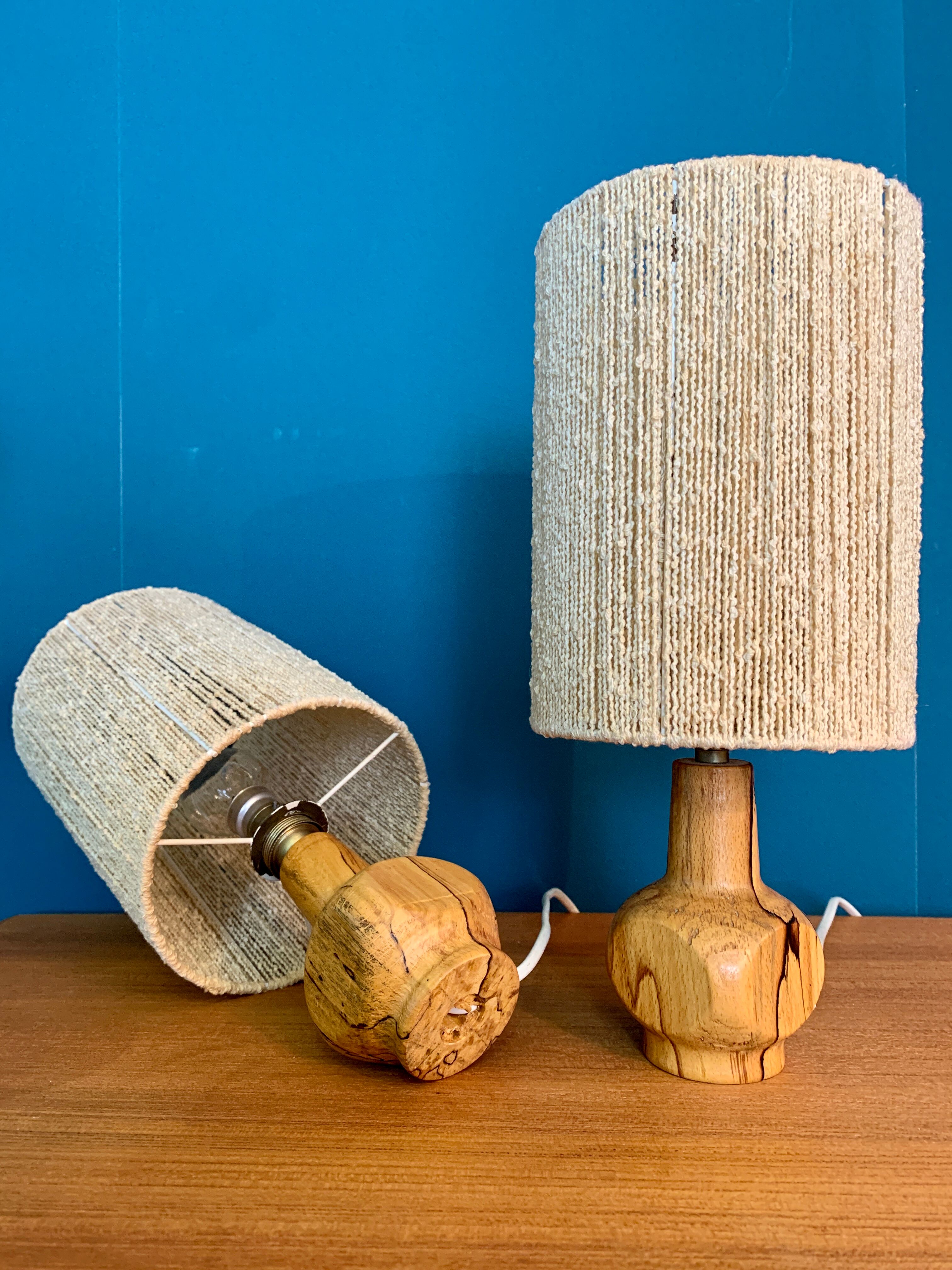 Pair of wooden lamps