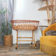 Couffin on foot in vintage rattan 50s