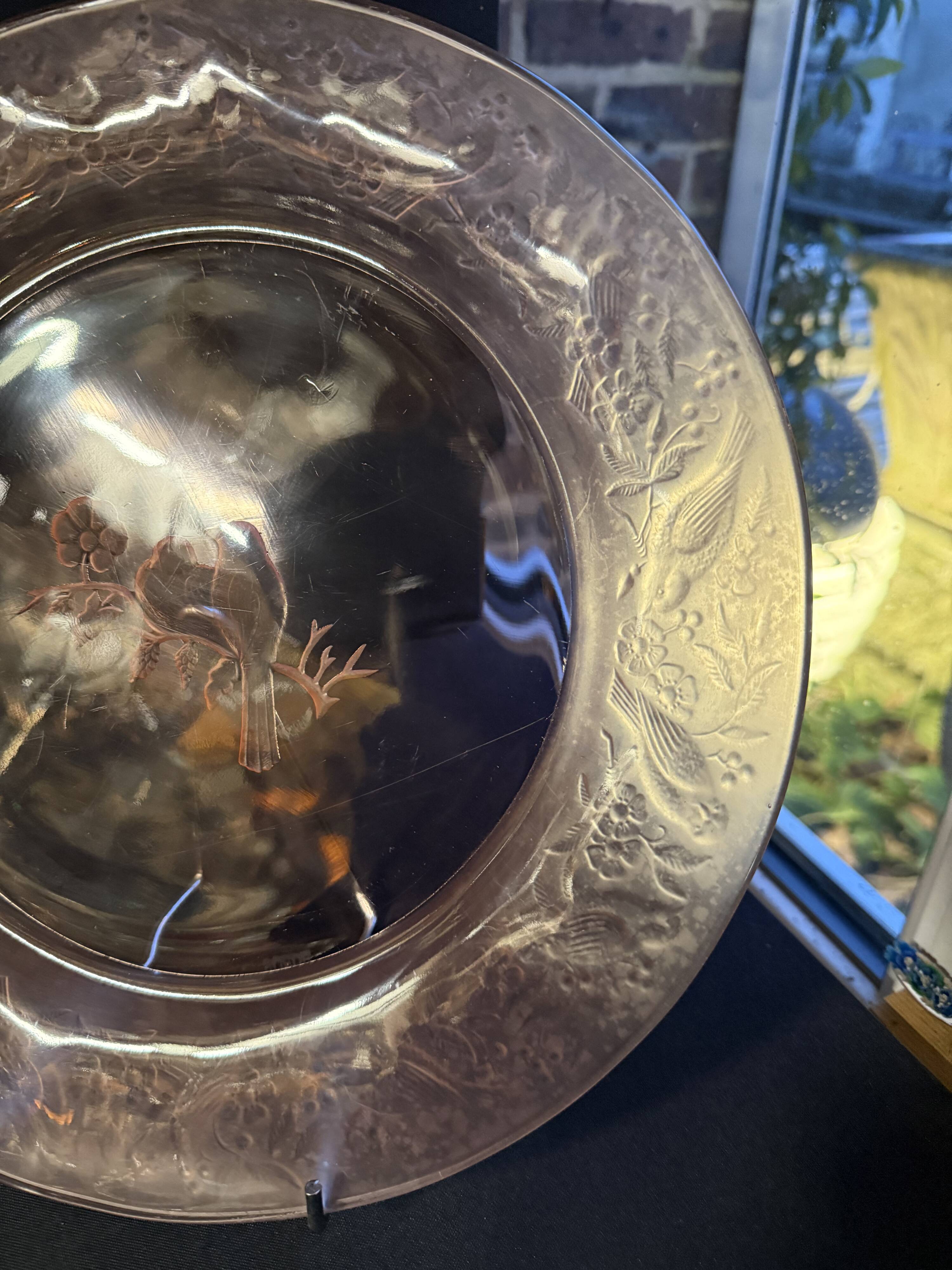 Serving dish – cast pink crystal – sweden