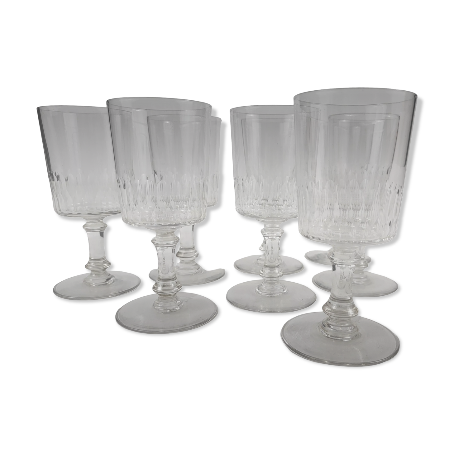 Set of 8 crystal wine glasses XIXth