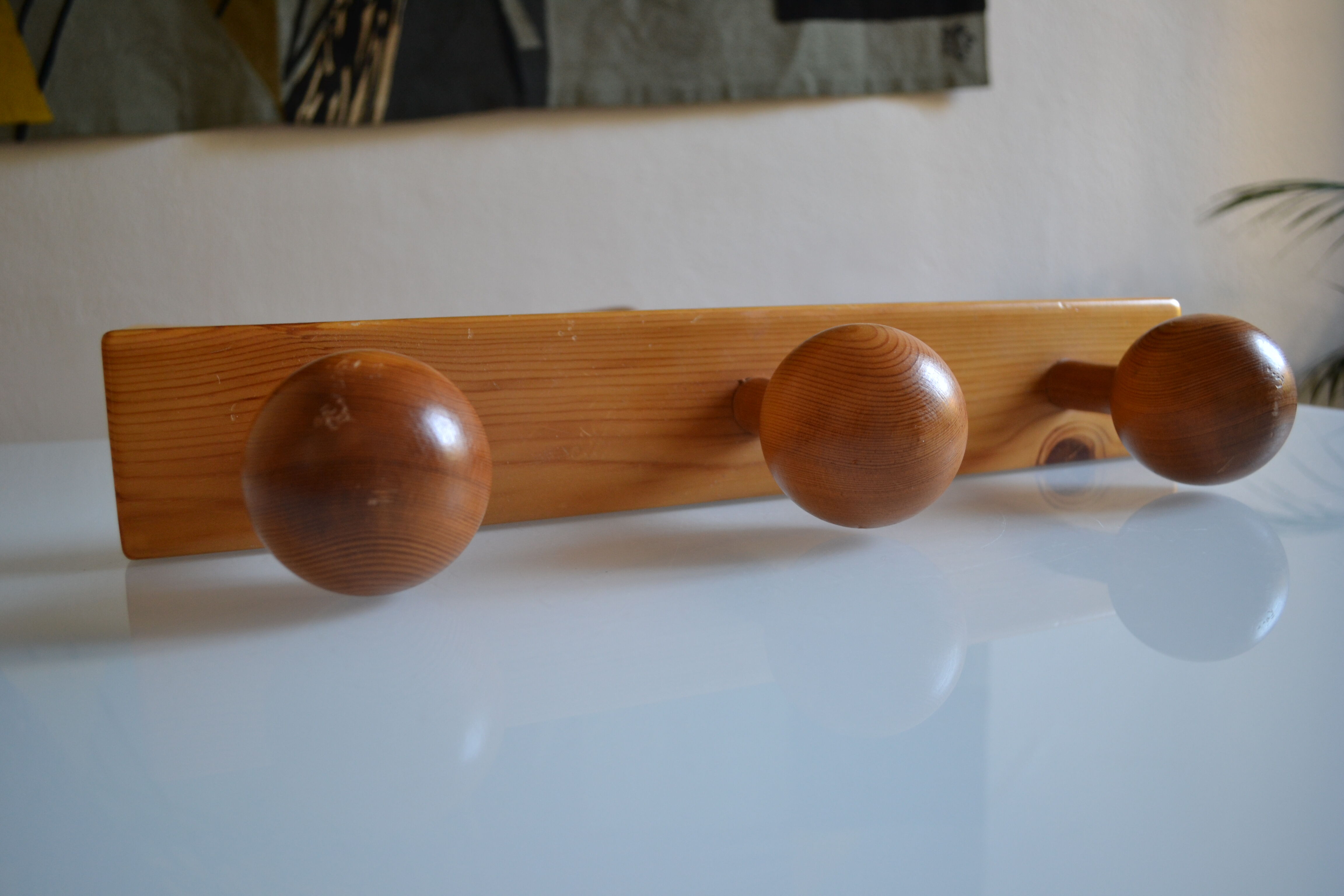 Patere wall coat rack wood vintage 60's