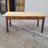 Old rustic farm table 2 drawers 1900s - 1m62