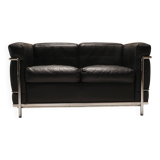 Cassina LC2 vintage two-seater sofa by Charlotte Perriand and Le Corbusier