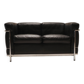 Cassina LC2 vintage two-seater sofa by Charlotte Perriand and Le Corbusier