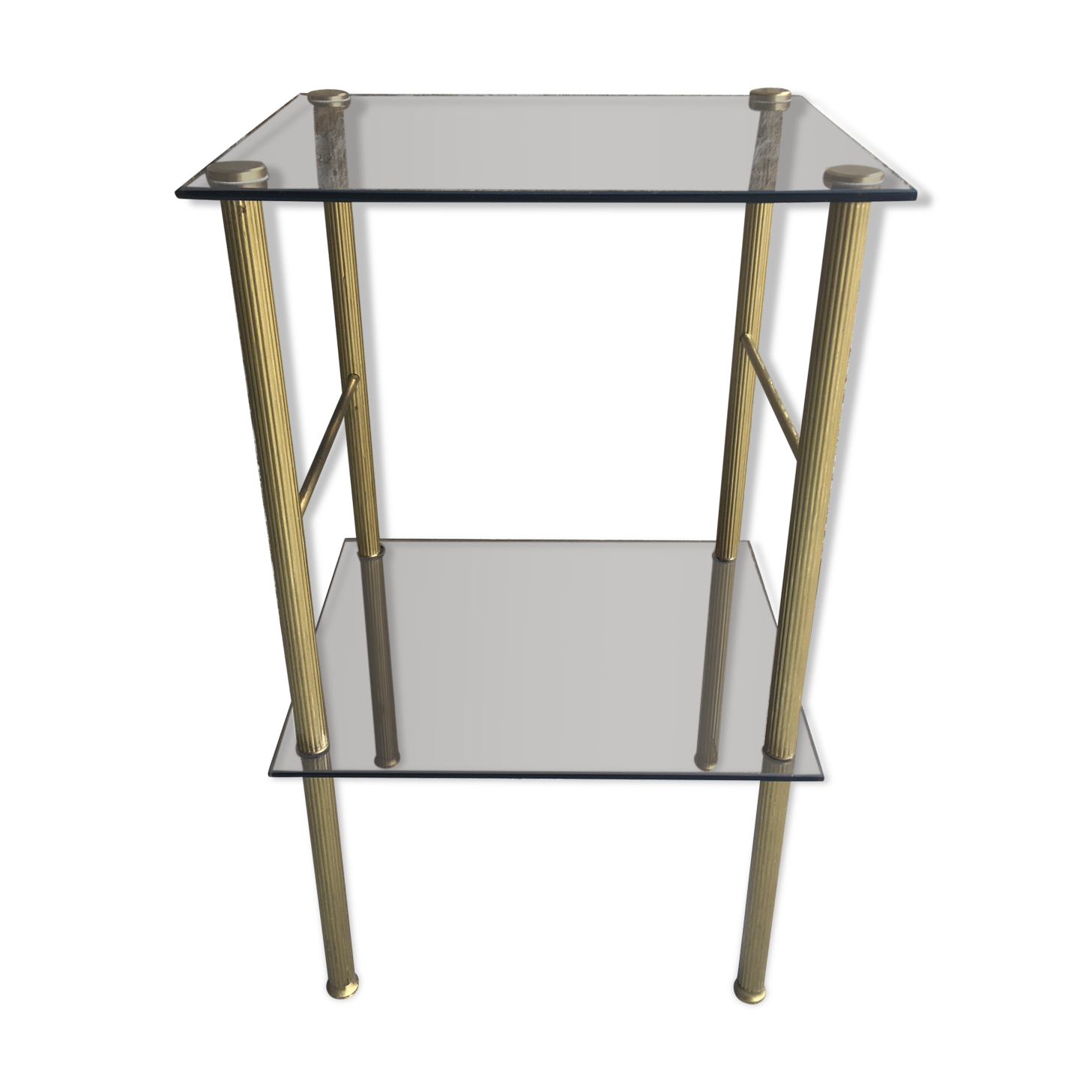 Brass sofa tip and smoked glass