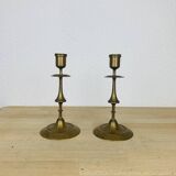 Pair of vintage gilded brass candlesticks