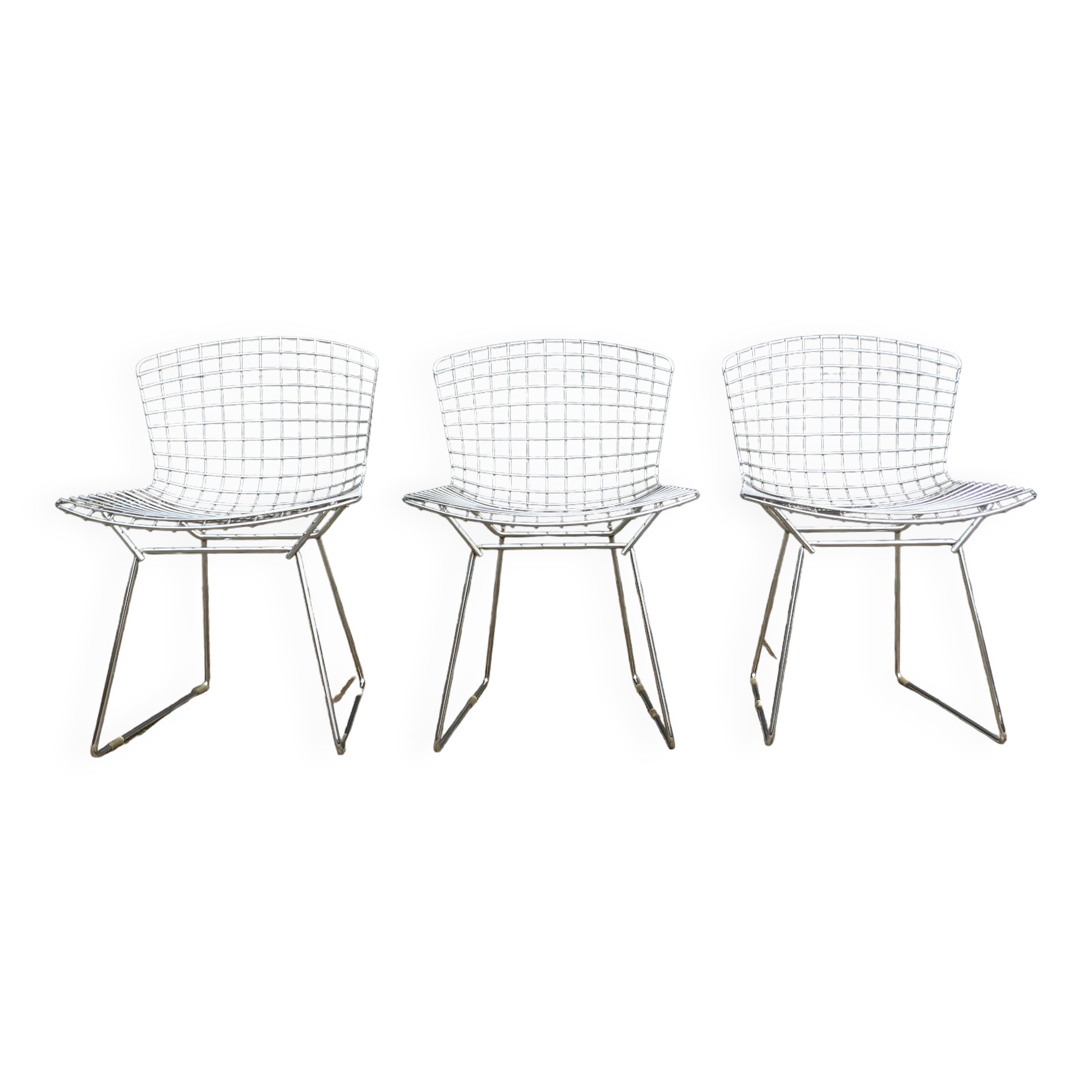 3x original Knoll Bertoia side chairs chroom