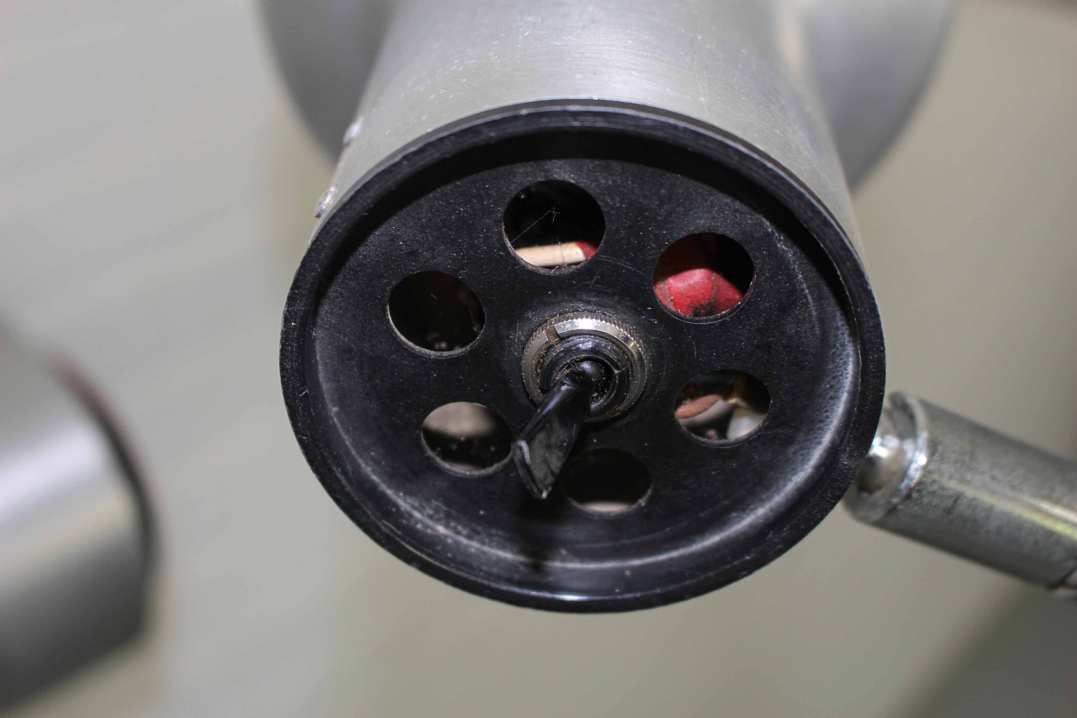 Chrome mid century modern adjustable five-arm lamp on wheel base