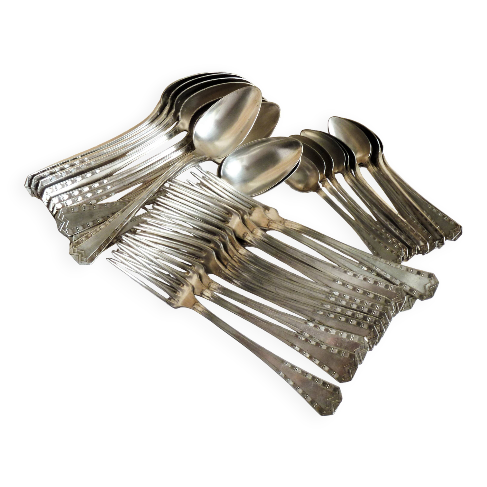 Art Deco silver-plated cutlery, silver-plated cutlery set.