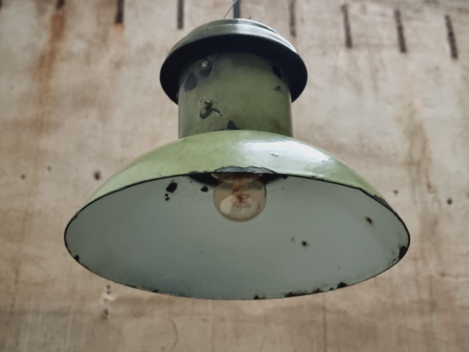 Old street lamp soft green enamel hanging lamp