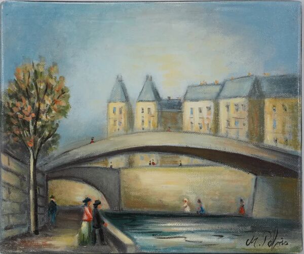 Michel Pabois : Paris, vue sur la Conciergerie depuis les quais, huile sur toile originale signée