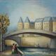 Michel Pabois : Paris, vue sur la Conciergerie depuis les quais, huile sur toile originale signée