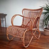 Rattan and bamboo armchair 1950 for Rohe noordwolde