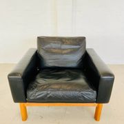 VINTAGE MID-CENTURY POUL M. VOLTHER  LEATHER AND OAK LOUNGE CHAIR 1960,s