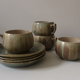 Service box enamelled stoneware coffee cups, pierrefonds 1950