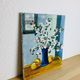 Still life painting bouquet of flowers and apples