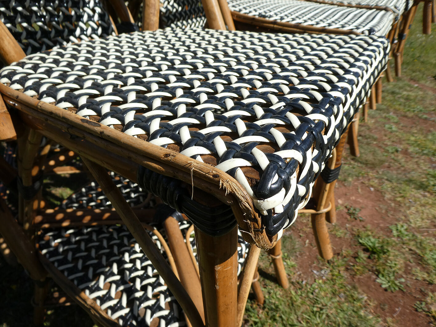 Set of 6 chairs Bistro terrace type Paris in rattan & braiding