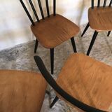 Set of 4 vintage 1960's chairs with bars and black compass legs