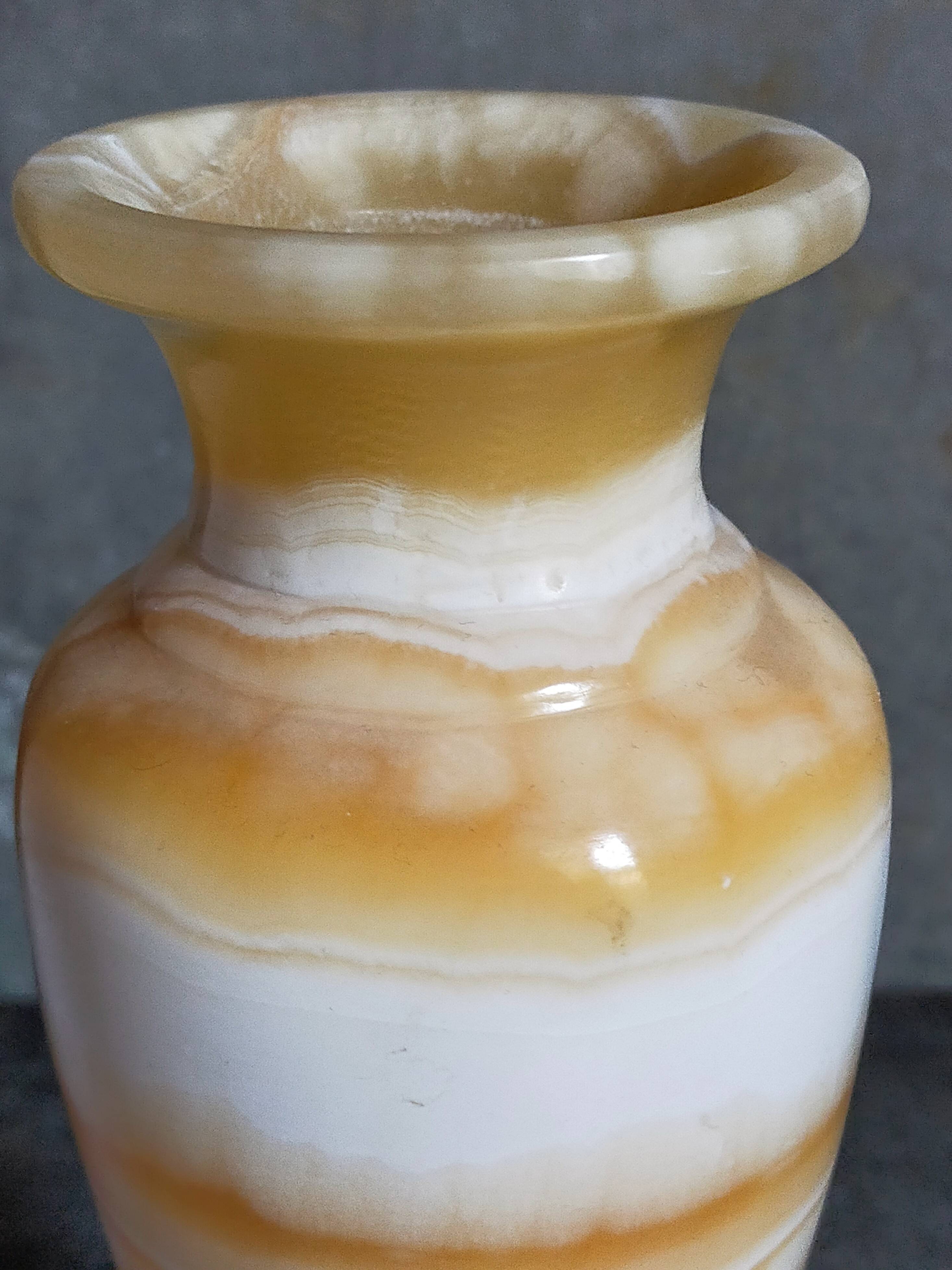 Baluster vase in real vintage honey onyx stone 25 cm