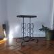 Side table, brutalist bottle holder in wrought iron and solid wood.