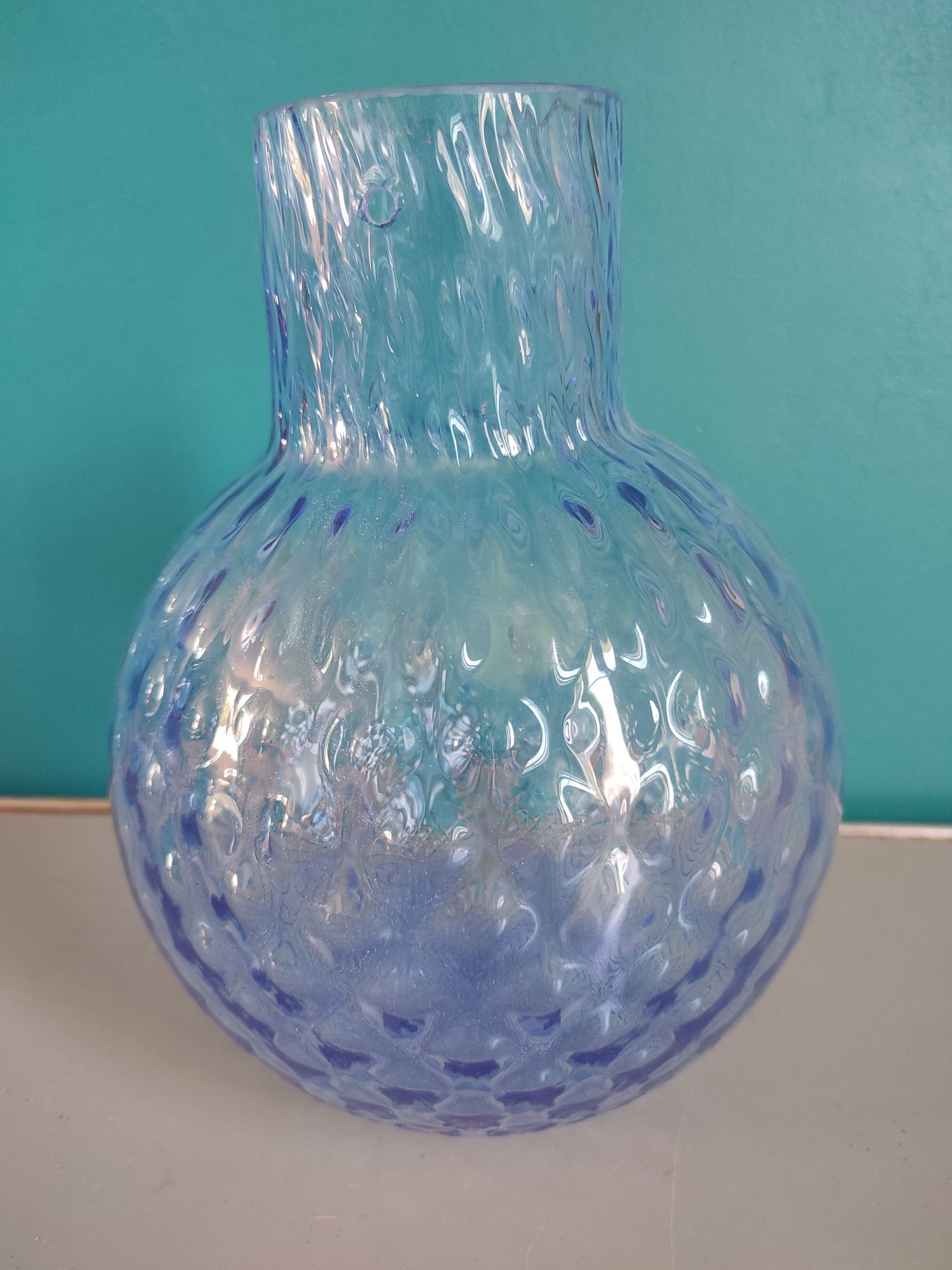 Old luminaire blown glass color blue ball