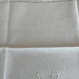 7 serviettes de table  anciennes en damassé à décor cheval monogramme AR - Linge french antique