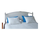 Tête de lit de style Gustavien en bois blanc capitonnée en lin