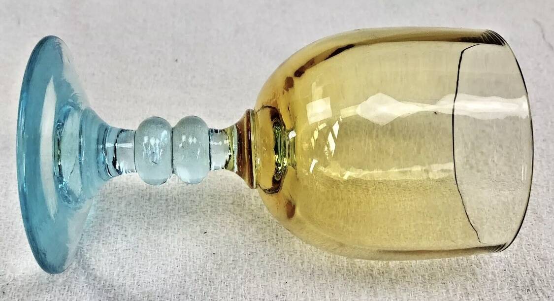 6 old two-tone George Sand wine glasses