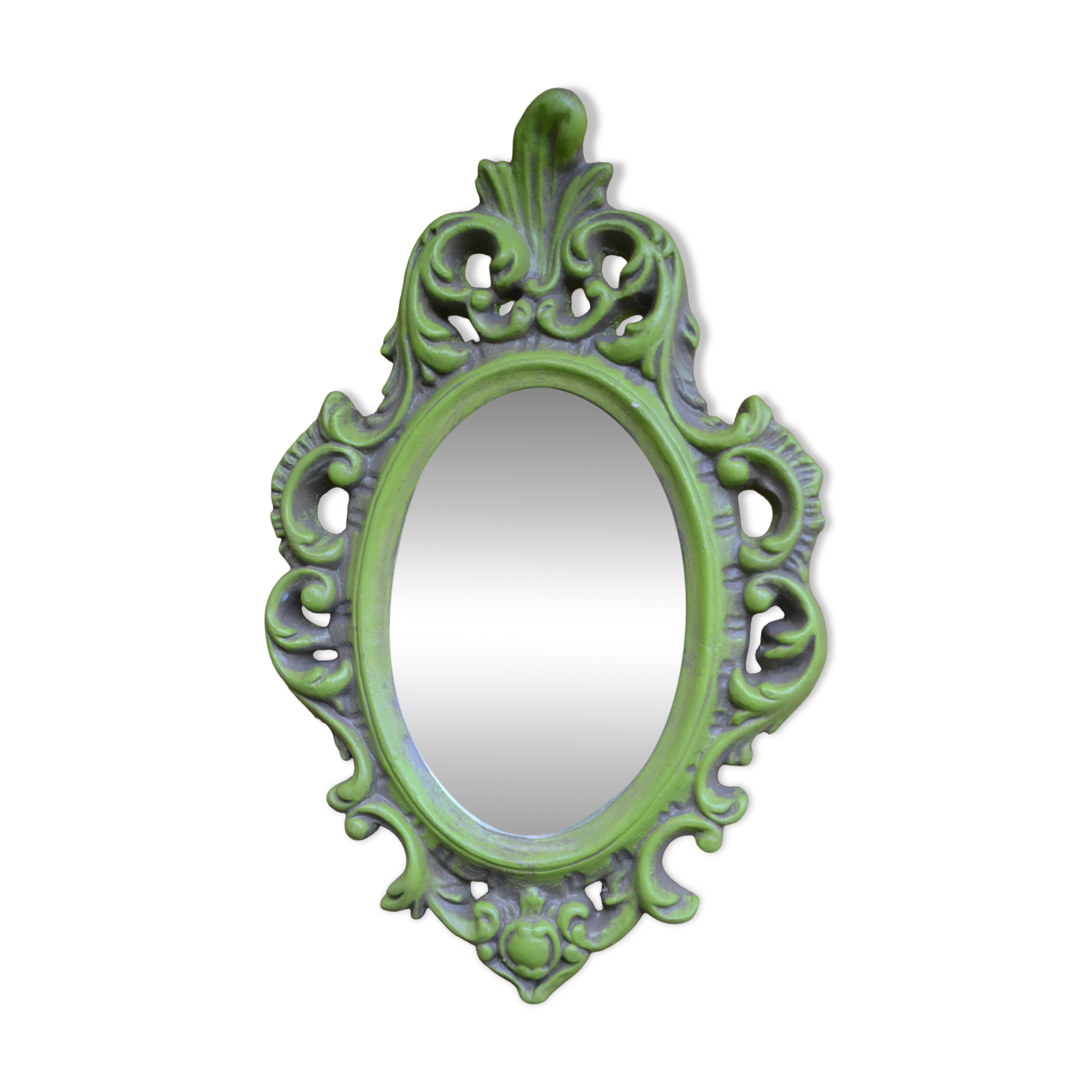 Small green wooden mirror