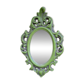 Small green wooden mirror