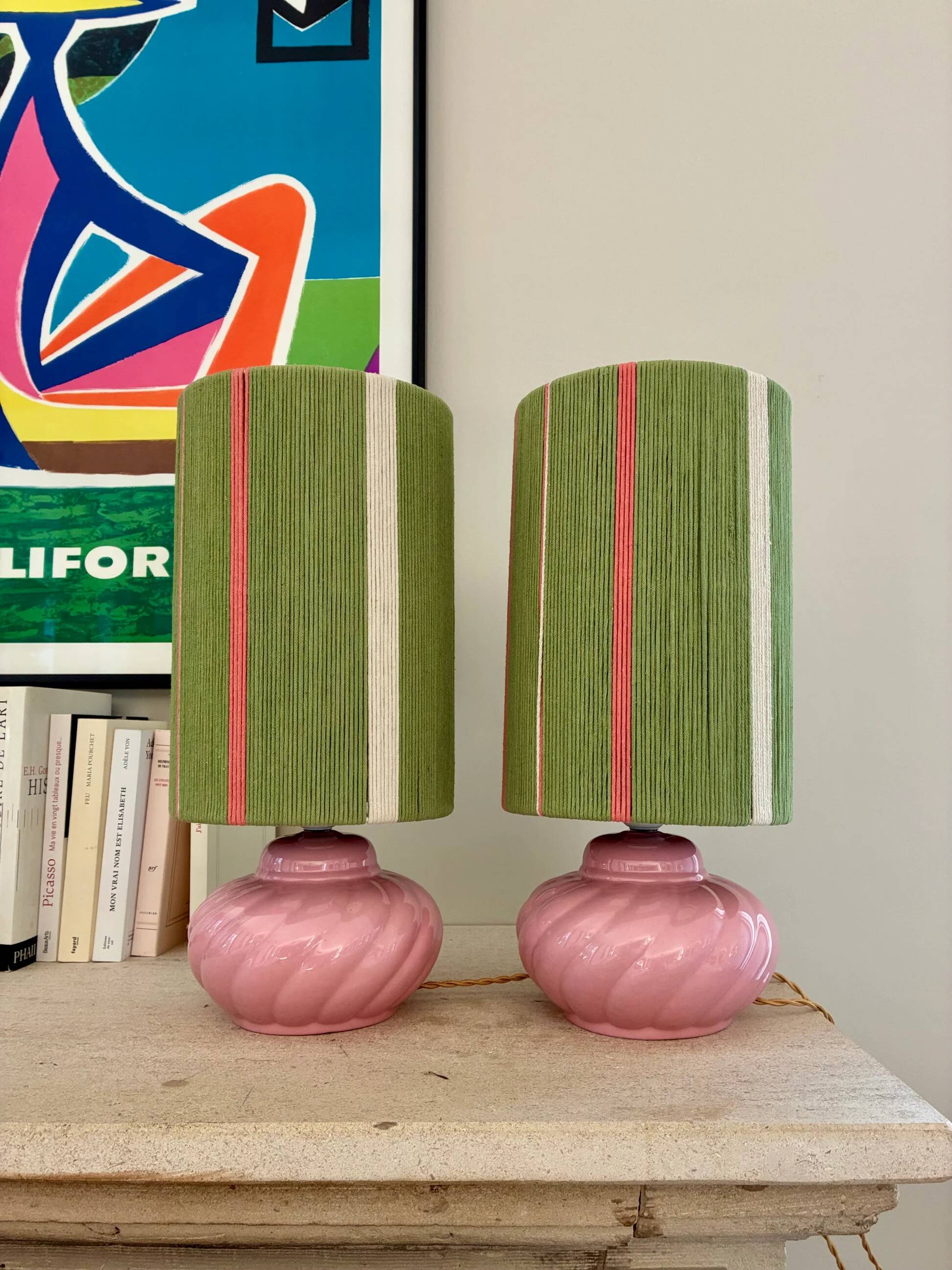 Paire de lampes "Candy" en céramique - 1970.