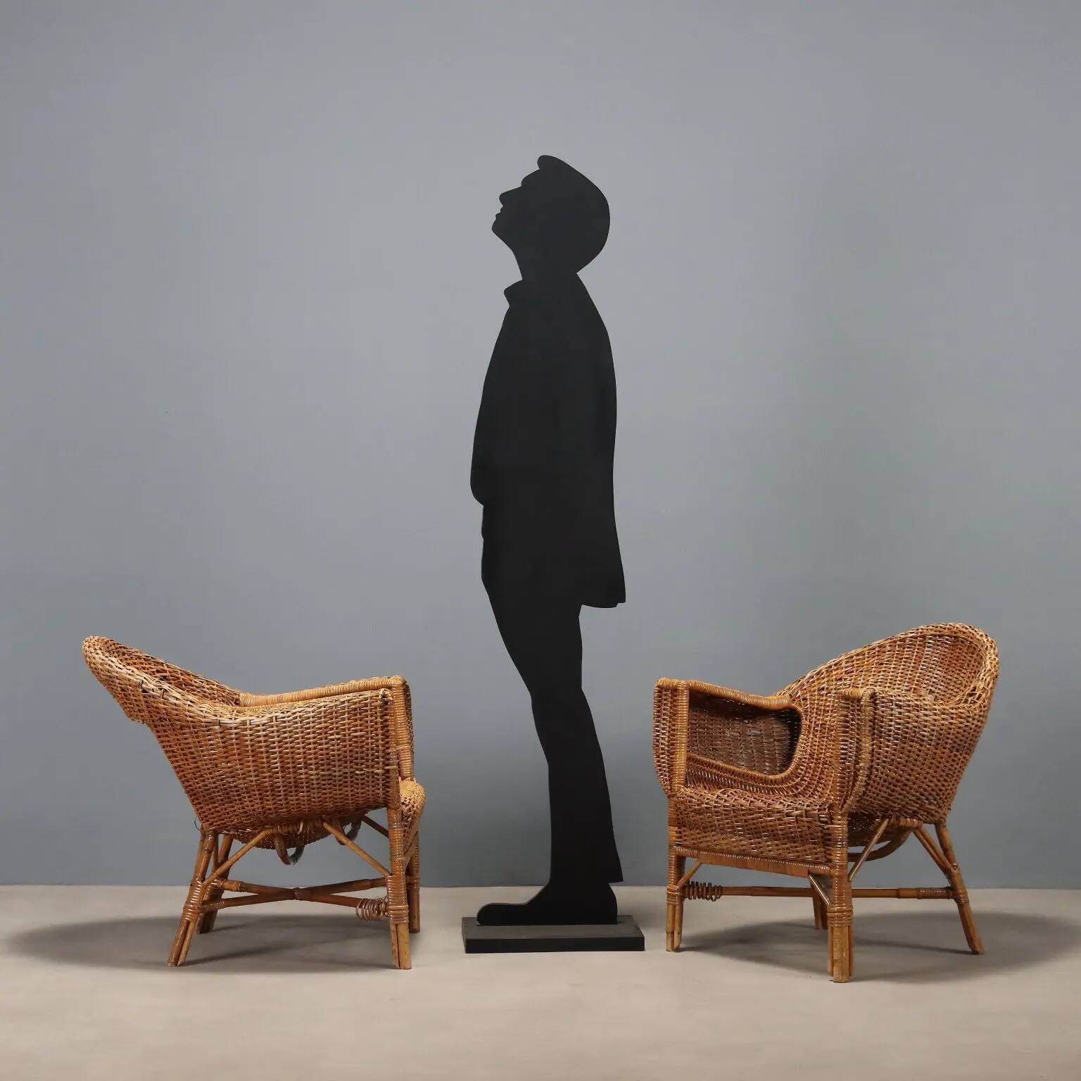 Vintage bamboo and wicker armchairs, Italy, 1950s-1960s.