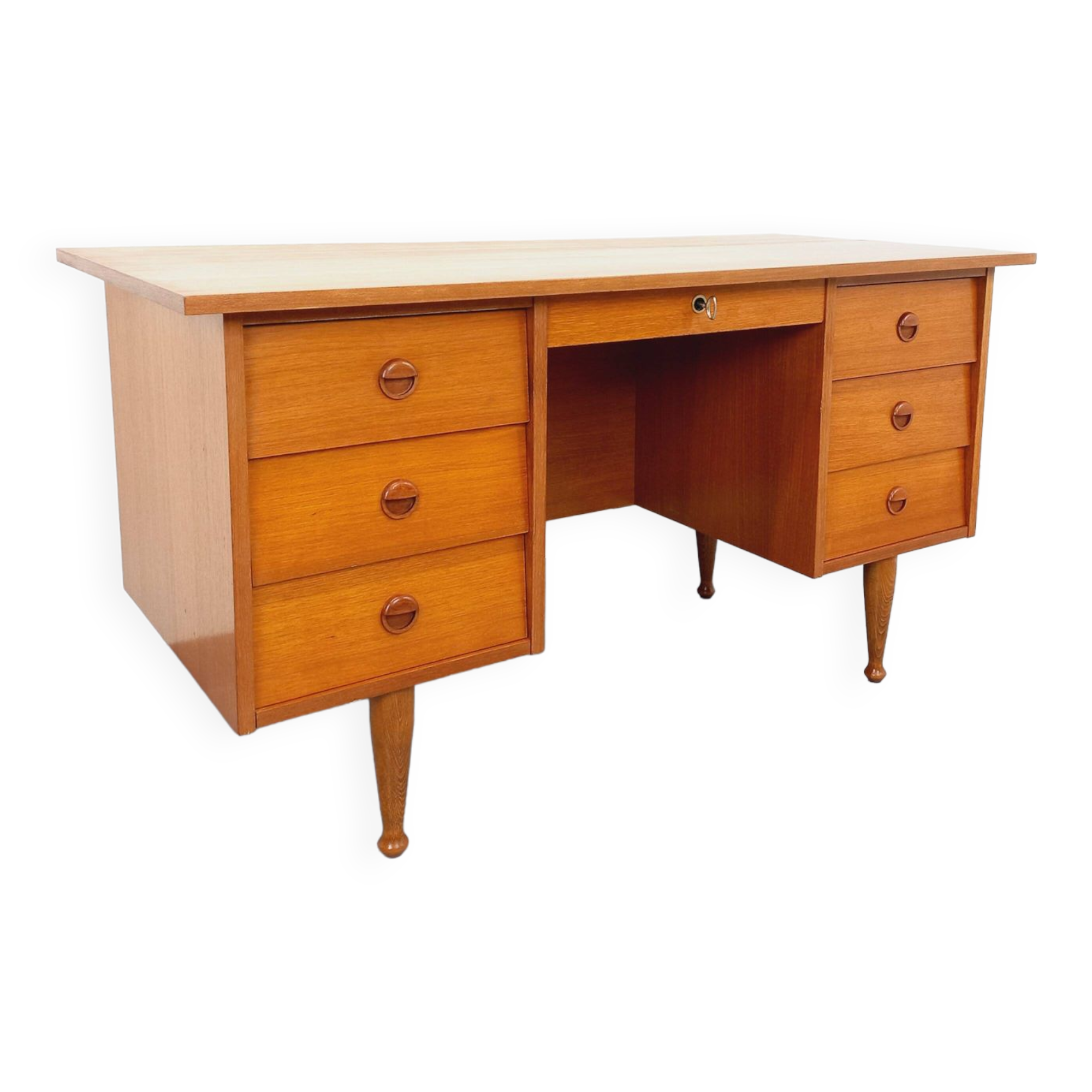 Vintage Scandinavian style executive desk in teak from the 60s
