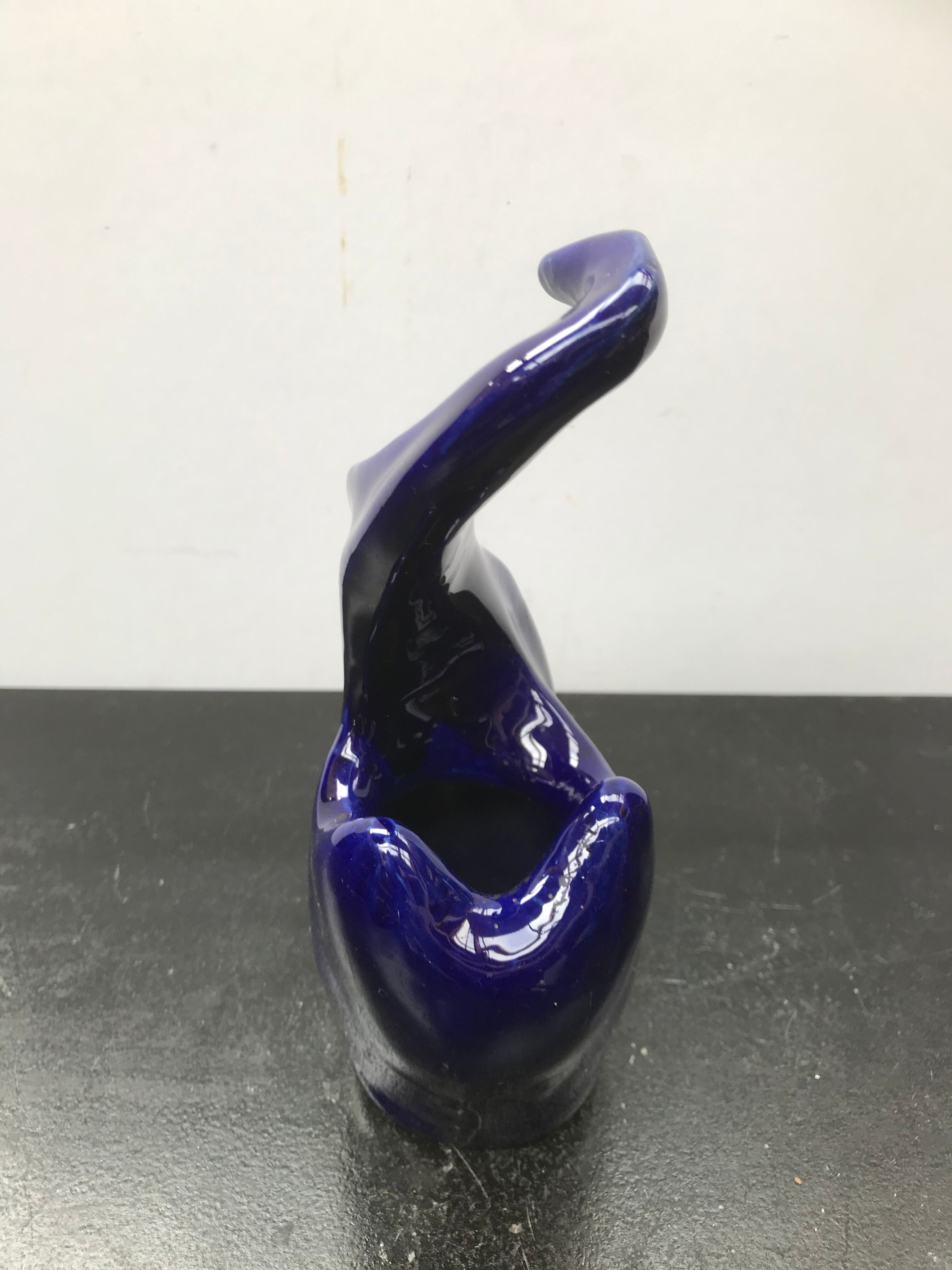 Ancient vase blue ceramics vintage swan shape