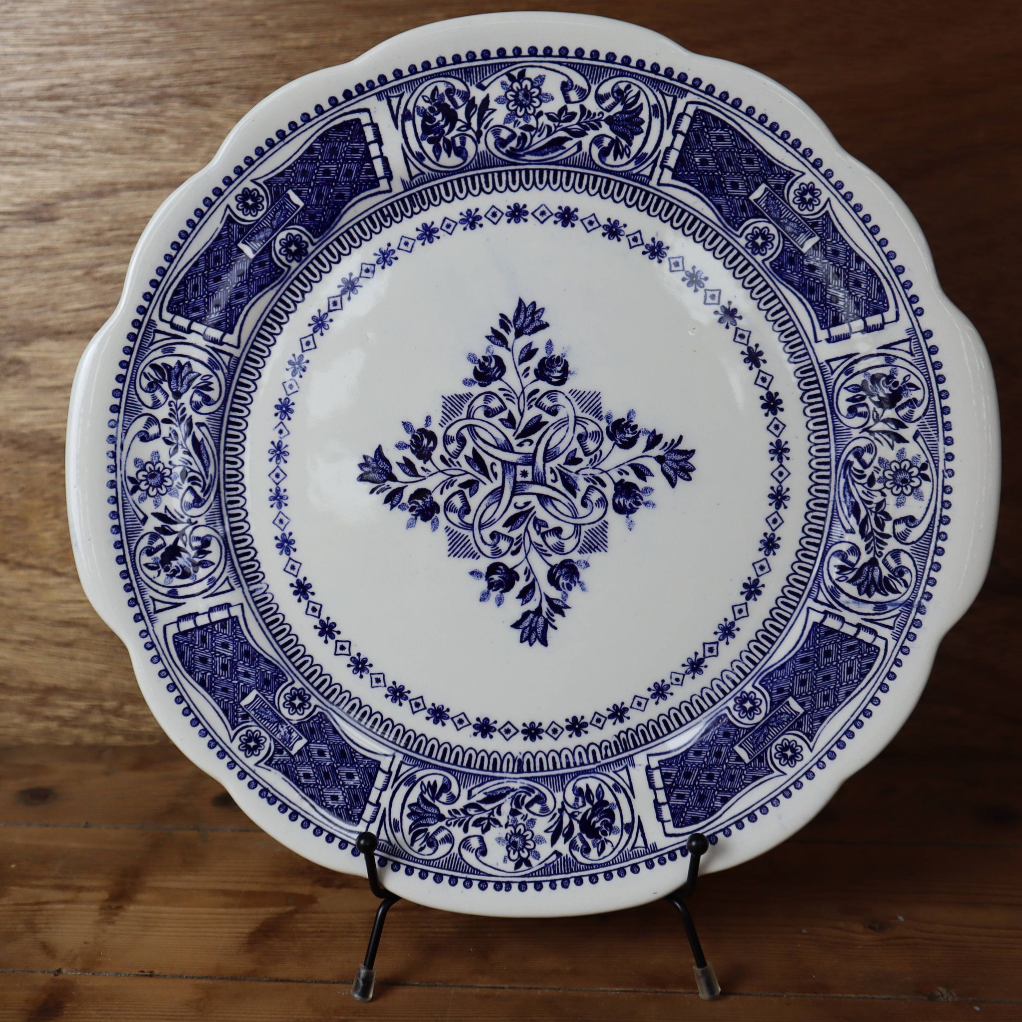 Plat de service/ plat à gâteaux en faïence fine de Gien Terre de fer