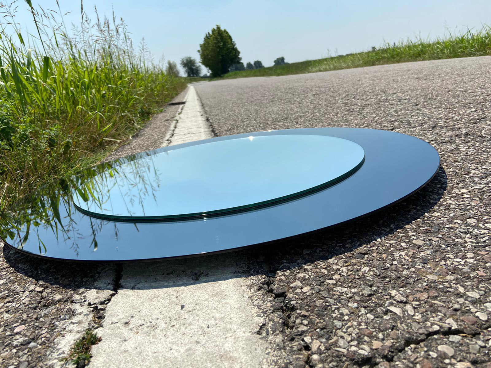 Deux miroirs rond  en verre Italie 70cm