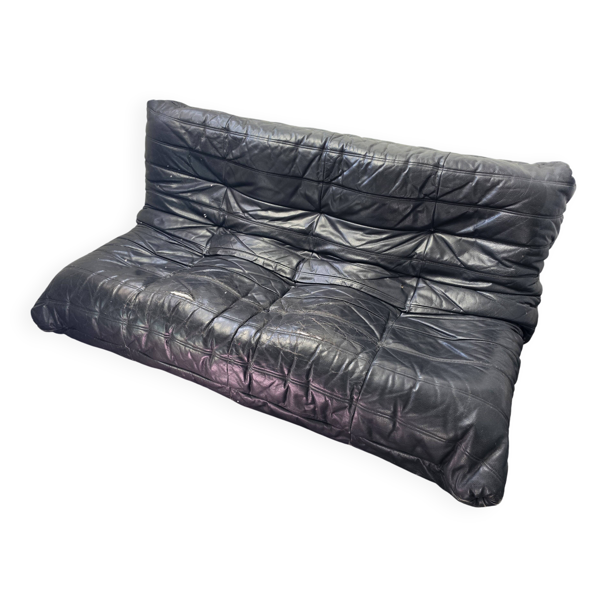 Togo Ligne Roset 3-seater - Black leather