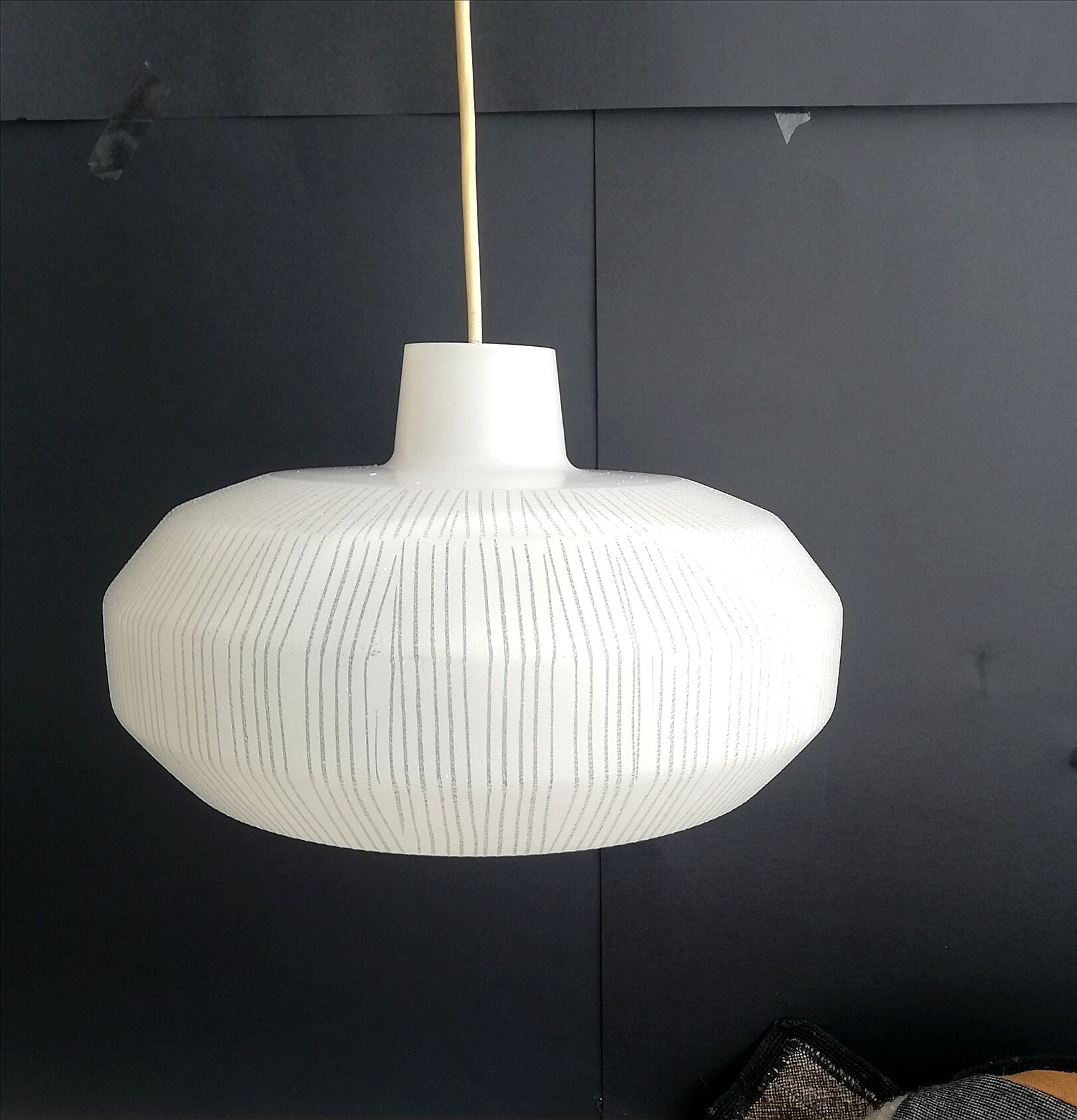 Danish modern mid-century 1950s glass ceiling lamp