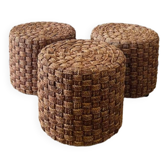 Three vintage rope stools